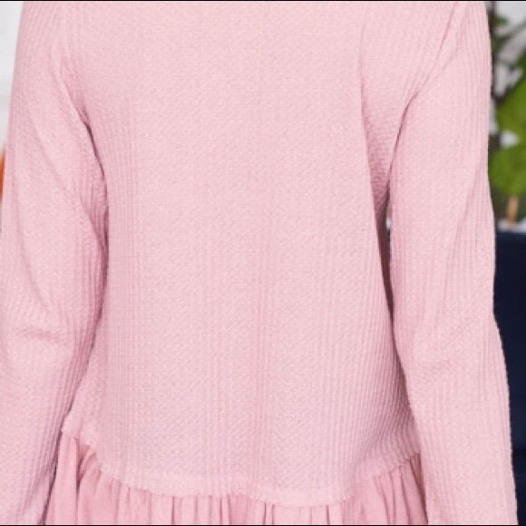 Powder rose blush PINK peplum long-sleeve top. PRETTY!๐ธ - Picture 8 of 15